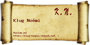 Klug Noémi névjegykártya