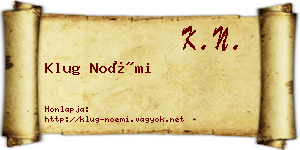 Klug Noémi névjegykártya